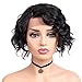 Quantum Love Lace Front Human Hair Wigs Natural Wave Side Part Wig Short Bob Brazilian Remy Human Hair Wigs for Women Natural Black Color