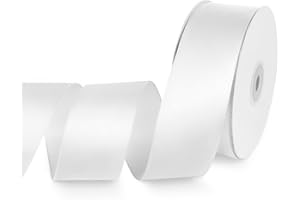 Quhora 1-1/2" x 50 Yards Satin Ribbon - White Silk Ribbon with Spool - Ideal for Gift Wrapping, Floral Bouquets, Crafts, Wedding Party Decorations, Christmas and Sewing Projects