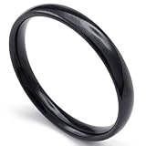 KONOV Mens Womens Stainless Steel Ring, 3mm, Comfort Fit Band, Black