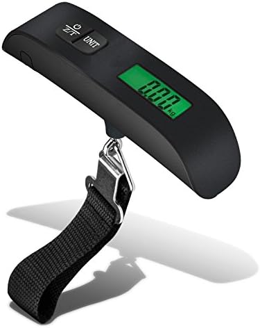 HuiSmart Cheap Luggage Scales,Temperature Sensor,110lbs,Green Backlit,Black (1P)…