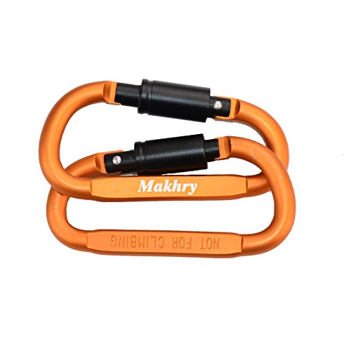 image for Makhry 6PCS Aluminum D-Ring Locking Carabiner Clip Spring Snap Hook Ca