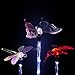 Garden Solar Lights Outdoor Decorative - 3 Pack Multi-Color Changing LED Landscape Solar Lights, with a White LED Stake Light Butterfly Hummingbird Dragonfly for Garden Patio Pathway Backyard