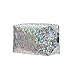 Holographic Cosmetic bag,Easeu Women's Iridescent Glitter Laser Hologram Make Up Bag Rainbow Shiny Prism Organizer Toiletry bag-Silver