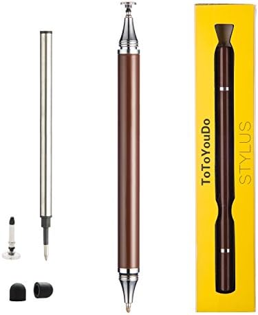 ToToYouDo 2 in 1 Pen, Fine Point Replaceable Pen For Smartphones, iPhone 6, 5S, iPad, Samsung Galaxy S5, S4, LG G3, HTC, Motolora, Sony, Nexus and Kindle - Coffee