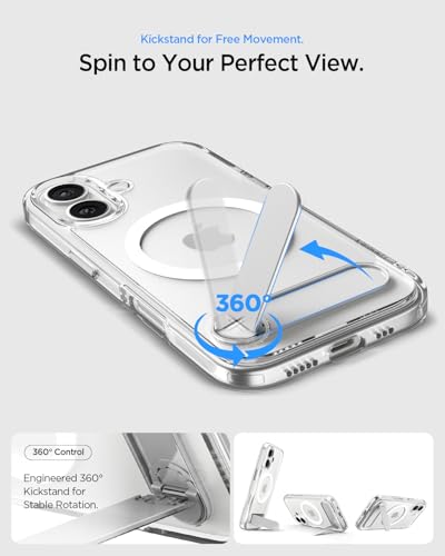 Spigen Ultra Hybrid S MagFit for iPhone 17 case cover with Kickstand [MagSafe compatible] - Clear White