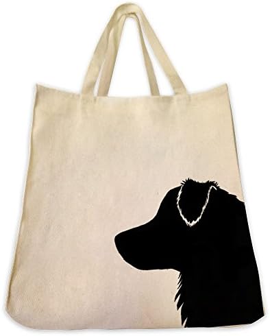 Australian Shepherd Silhouette Tote Bags - Over 200 Different Breed and Animal Designs to Choose From - Extra Large 100% Cotton Over the Shoulder Handbags - Painted by Hand and Printed in the U.S.A.