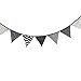 DrCor 10.5 Feet Double Sided Black and White Cotton Fabric Triangle Pennant Flag Bunting Banner 12 Flags For Nursery Kids Room Teens Bedroom Teepee Baby Shower Birthday Decor, Pack of 1
