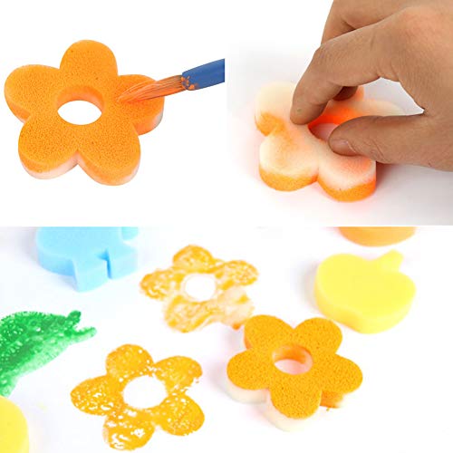 YZNlife 52 pcs Sponge Paint Brushes Kits Painting Brushes Tool Kit for Kids Early DIY Learning Include Foam Brushes,Pattern Brushes Set,Waterproof Apron, etc.
