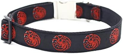 happypettag Pet Collars - Game Of Thrones Daenerys House Targaryen Heavy Duty Nylon Dog Collar. Width 1" Adjustable 11" up to 26". Durable Dog Collars, breaking strength 660 lbs. Size: M, L, XL
