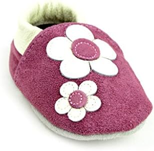 Kids Child Unisex Baby Girls Pre-Walker Leather Moccasin Slip-on Shoes, Purple Flowers 6-12M