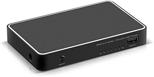 Hejsang 1x4 hdmi 2.0 splitter one inport to four outputs with usb charge 4k x 2k 60hz support 3d for pc laptop xbox ps4 ps3 tv stb vhs vcr camera dvd etc.