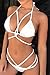 QINSEN Women Sexy Halter Bikini Sets Criss Bandage 2PCS Bathing Suit White L