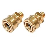 EDOU Pressure Washer Brass Quick Coupler Fittings,4000 PSI 1/4 Inch Quick Coupler, 2-Pack