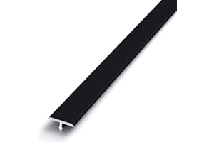 MIWOOYY Aluminum T Molding Floor Transition Strip 36 inch by 3/4 inch, Matte Black Doorway Edge Trim for Wood Vinyl Laminate Floors, Flat Cinch Seam Cover/Binder, 20mm Wide