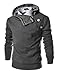 4BH Mens Casual Luxury Buckle Hoodie Slim Cotton Sweatshirts CHARCOAL US M(Tag size XL)
