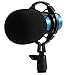 Recording Microphone Professional Condenser Mic with Shock Mount and Anti-wind Foam Cap for Ham Radio Podcasting Presentation (Blue)