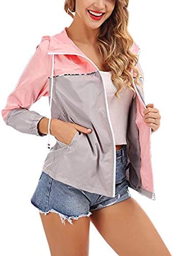Amiley Women's Waterproof Raincoat Packable Active Outdoor Hooded Lightweight Rain Jacket Windbreaker Pink