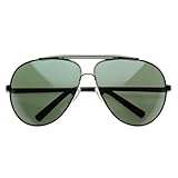 zeroUV Full Frame Big X-Large Oversized Metal Aviator Sunglasses (Gunmetal Green)