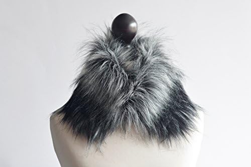 Faux fur collar in grey and black. Faux fur wrap. Fur neck warmer. Womens fur collar. Fur scarf. Fake fur collar
