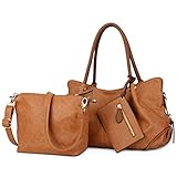 UTO Women Handbag Set 3 Pieces Bag PU Leather Tote Small Shoulder Purse Bags Wallet Strap
