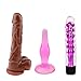 Sex Talk 3PC Brown Dildo Vibrator And Anal Waterproof Flexible Huge Penis With And Strong Suction Cup Sex Product Toy For Women