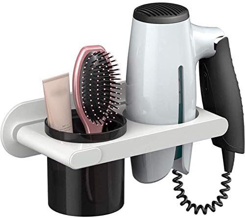 ALOPEX Hair Dryer Holder, Wall Mount Hair Tools Organiser to Storage Styling Tool, Straightener For Bathroom, No Drilling, Waterproof, Strong Adhesive White