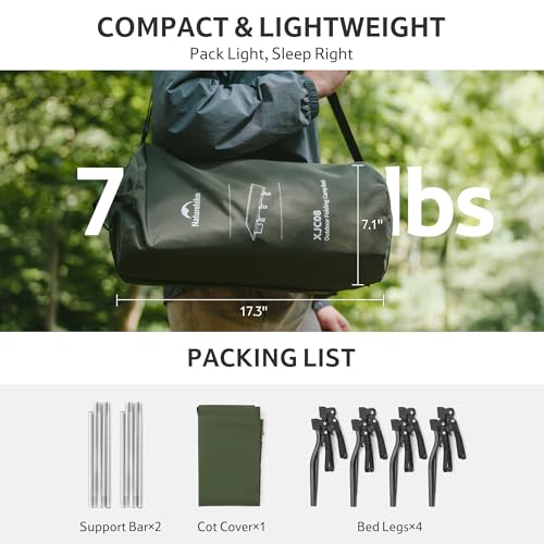 Naturehike Ultralight Folding Camping Cot, Aluminum Lightweight Portable Compact Bed for Camping, Hike, Backpack