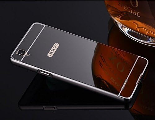SDO™ Metal Bumper Frame Case with Acrylic Mirror Back Cover Case for Oppo F1S (Black)