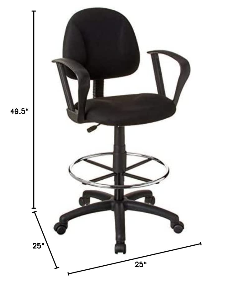 Boss Office Products Ergonomic Works Drafting Chair with Loop Arms in