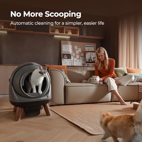 Self Cleaning Litter Box, ZHMZ G1 Automatic Cat Litter Box for Cats, Robot Cat Litter Box with Large Openning/Odor-Control/Dual Safety Protection