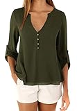 OMZIN Ladies Leggings Blouses Daily Wear Soft Tops for Juniors Plus Size Army Green XL