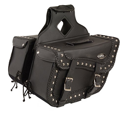 Double Strap Black Pvc Vinyl Throw Over Motorcycle Saddlebags