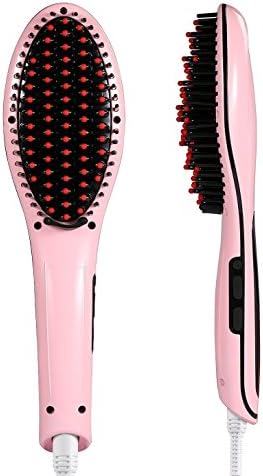 Professional Hair Straightening Brush by GoldmineBeauty- Pink