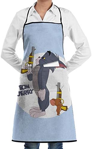 HYHACZX Tom Jerry Edge Apron Pocket Resistant with 2 Pockets Cooking Kitchen Aprons for Women Men Chef