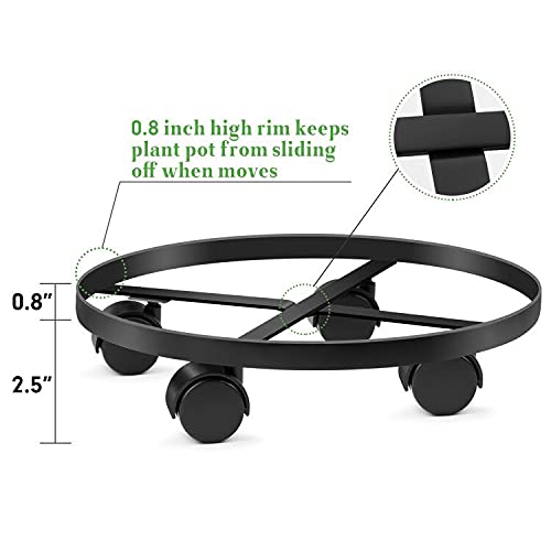 Amagabeli 2 Pack 14" Metal Plant Caddy Heavy Duty Iron Potted Plant
