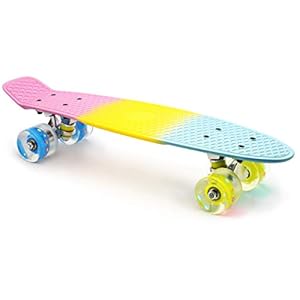 M Merkapa 22″ Inch Complete Mini Cruiser Skateboard with Colorful LED Light up Wheels for Beginners Youths Boys Kids
