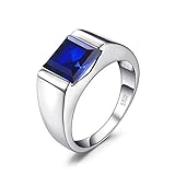 Jewelrypalace Men's 3.4ct Square Created Blue Sapphire 925 Sterling Silver Ring Size 12