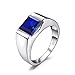JewelryPalace Men's Square 3.3ct Created Blue Sapphire Engagement Ring Solid 925 Sterling Sliver Size 12