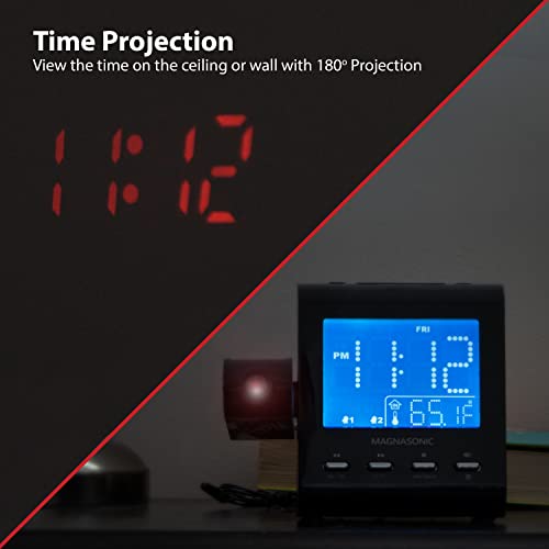Magnasonic Projection Alarm Clock with AM/FM Radio, Battery Backup