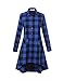 Tribear Women's Oversize Loose Asymmetrical Long Sleeve T Shirt Dress (XX-Large, Blue)