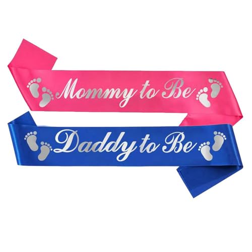 NAUXIUDSJS Mommy To Be Sash, Daddy to Be Sash, Gift Ideas for Soon to Be Parents, Pregnancy Announcement, Boy or Girl, Baby Shower Party Decorations, Mommy Supplies Gender Reveal, Pink Blue