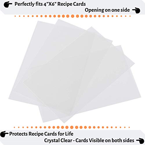 AKSHAYA Recipe Card Protectors 100 Pack Clear Recipe Card Protectors