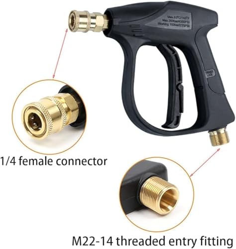 High Pressure Washer Gun 4350 PSI with 7 Nozzles, Quick Connect, Compatible with Kärcher K1-K7, Fitting M22 14 mm and Quick Connector 1/4" (Pressure Cleaning Gun)