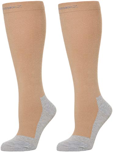 Compression Socks for Men & Women - 30-40 mmHg Graduated Compression - Medical Grade for Varicose Veins, Edema, Severe Swelling in Feet & Legs (Nude, Small)