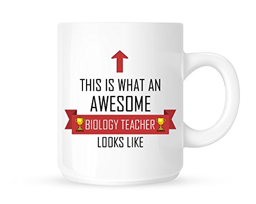 This Is What An Awesome Biology Teacher Looks Like - Tea/Coffee Mug/Cup - Red Ribbon Design - Great Gift Idea