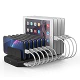 Unitek USB Charging Station for Multiple Devices, iPad Charger Organizer Stand Dock with Dividers, Quick Charge 3.0 Compatible for Smartphone, Tablet, iPad and Other Electronics