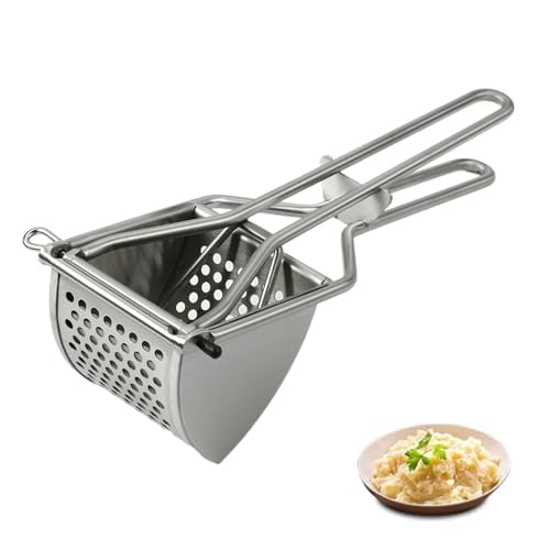 KENNOE Upgraded Big Hole Potato Ricer Stainless Steel - Potato Masher - Spaetzle Press - Professional Potato Crimp - Potato Ricer for Mashed Potatoes, Fruit Juices, Vegetable Porridge, Puree