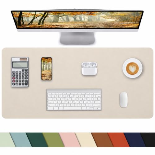 Leather Desk Pad Protector 23.6"x13.7" Beige