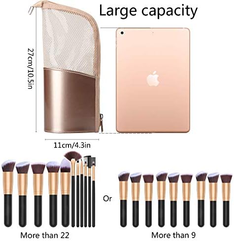 Travel Makeup Brush Bag, Portable Rose Gold Makeup Brush Holder Organizer Bag Waterproof Stand-Up Makeup Brush Pouch,Professional Artist Makeup Brush Case 4 Travel Makeup Brush Bag, Portable Rose Gold Makeup Brush Holder Organizer Bag Waterproof Stand-Up Makeup Brush Pouch,Professional Artist Makeup Brush Case