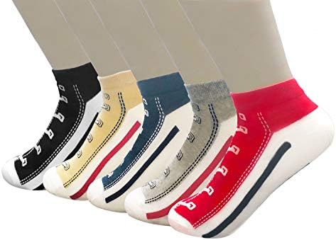 Socks Womens Novelty No Show Low Cut Socks Sneakers Canvas Denim Shoes 5 Pack